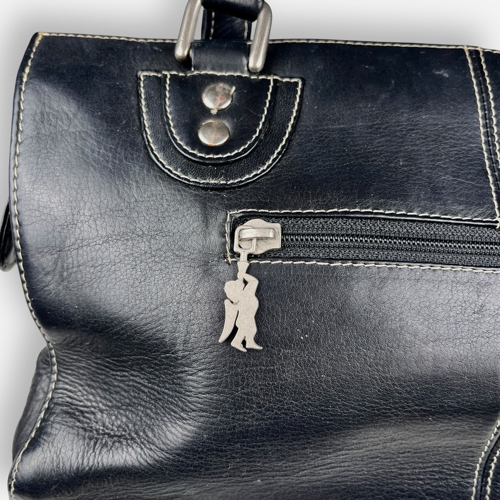 Vintage‎ American Angel Black Leather Shoulder Bag 9107 Purse - Picture 3 of 11